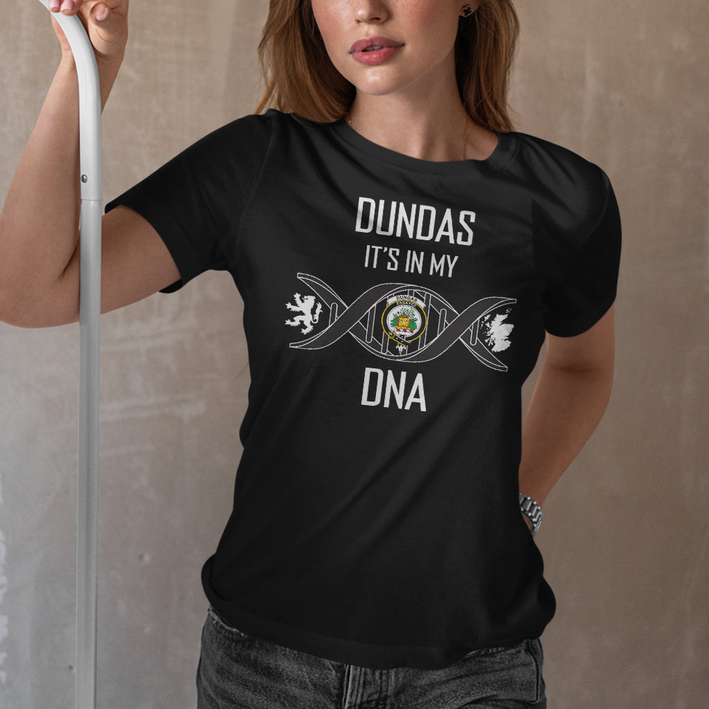 Dundas Family Crest DNA In Me Womens Cotton T Shirt - 2D-tartanvibesclothing