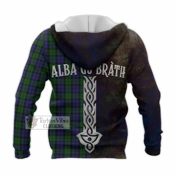 Dundas Tartan Family Crest Knitted Hoodie Alba Gu Brath Be Brave Lion Ancient Style - Tartan Vibes Clothing