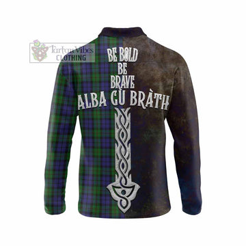 Dundas Tartan Family Crest Long Sleeve Polo Shirt Alba Gu Brath Be Brave Lion Ancient Style - Tartan Vibes Clothing