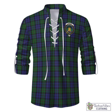 Dundas Tartan Men's Scottish Traditional Jacobite Ghillie Kilt Shirt with Family Crest