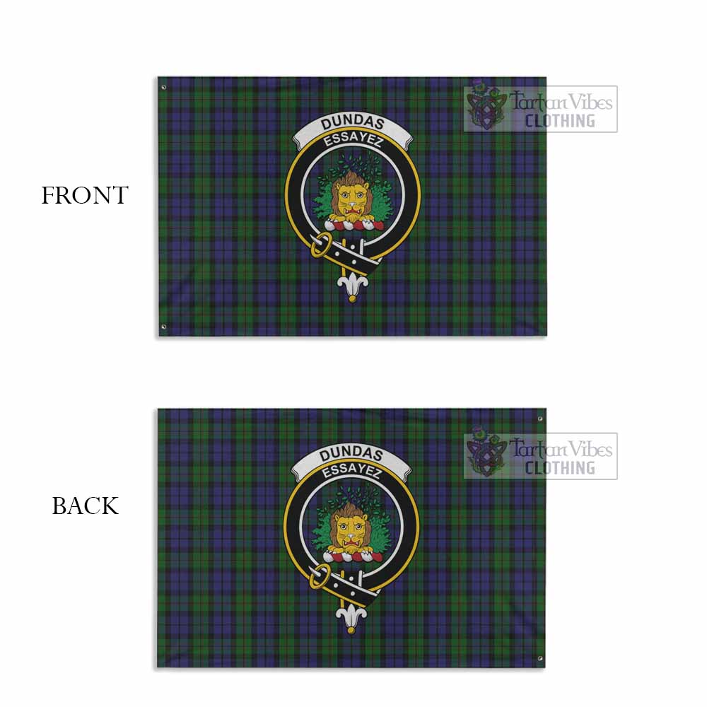 Tartan Vibes Clothing Dundas Tartan House Flag with Family Crest