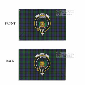 Dundas Tartan House Flag with Family Crest