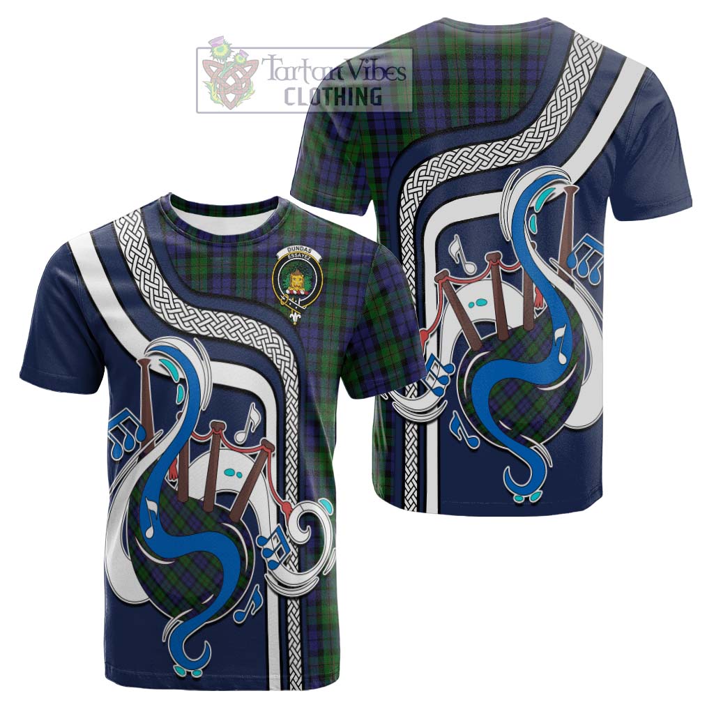 Tartan Vibes Clothing Dundas Tartan Cotton T-shirt with Epic Bagpipe Style