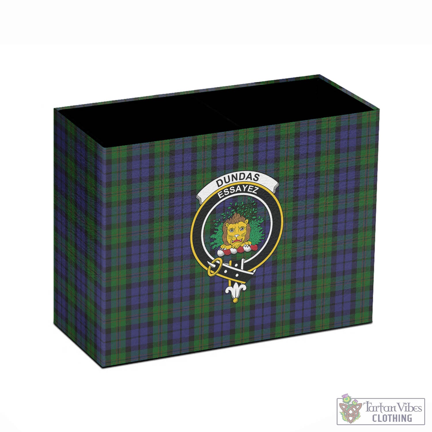 Tartan Vibes Clothing Dundas Tartan Pen Holder with Family Crest