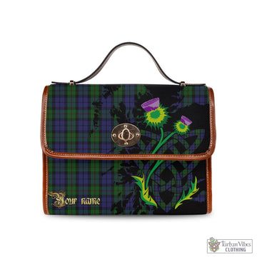 Dundas Tartan Waterproof Canvas Bag with Scotland Map and Thistle Celtic Accents