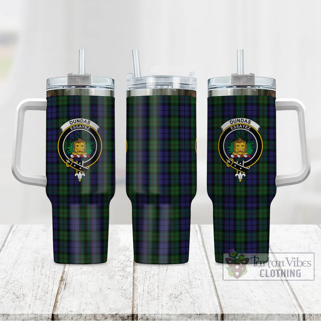 Tartan Vibes Clothing Dundas Tartan and Family Crest Tumbler with Handle