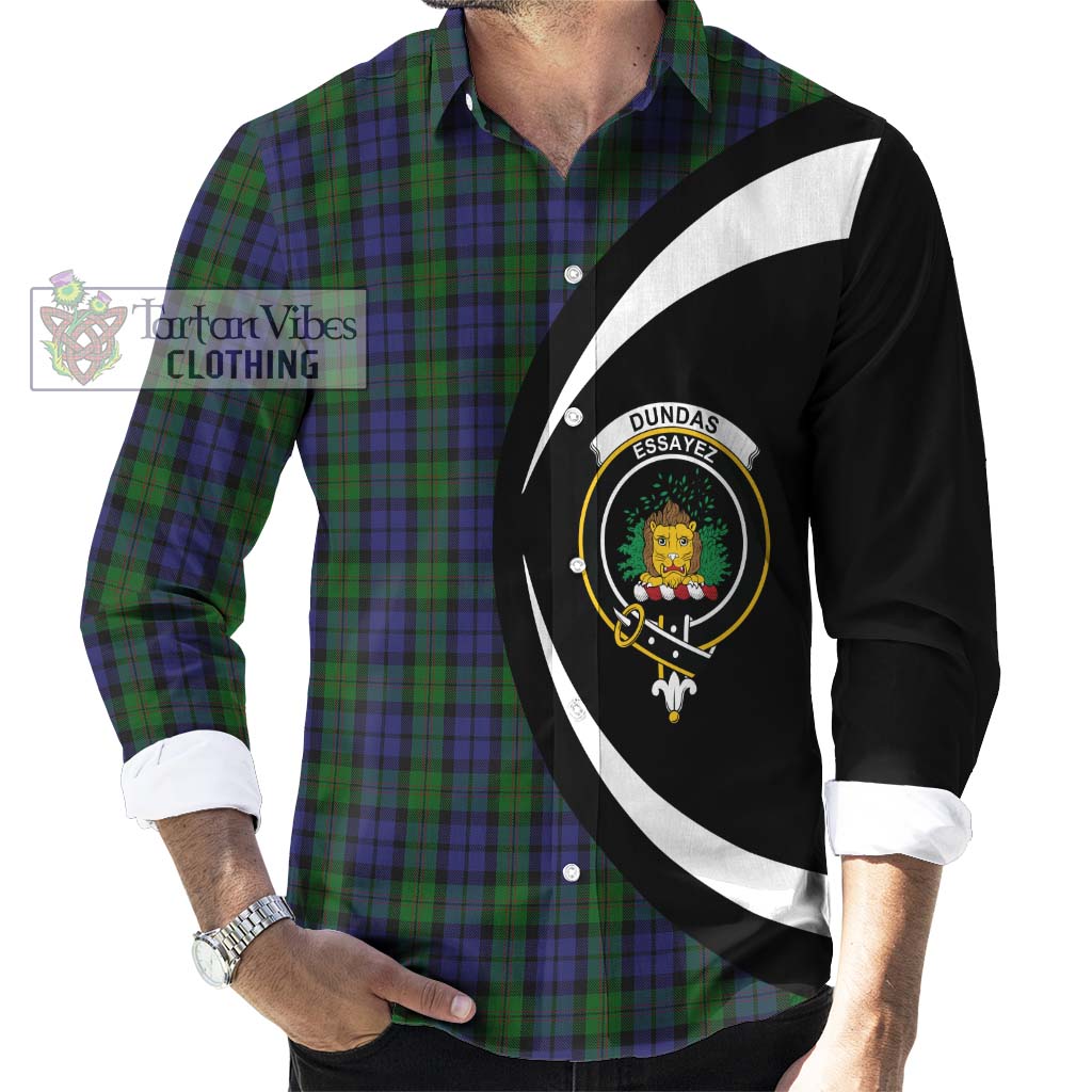 Tartan Vibes Clothing Dundas Tartan Long Sleeve Button Up with Family Crest Circle Style