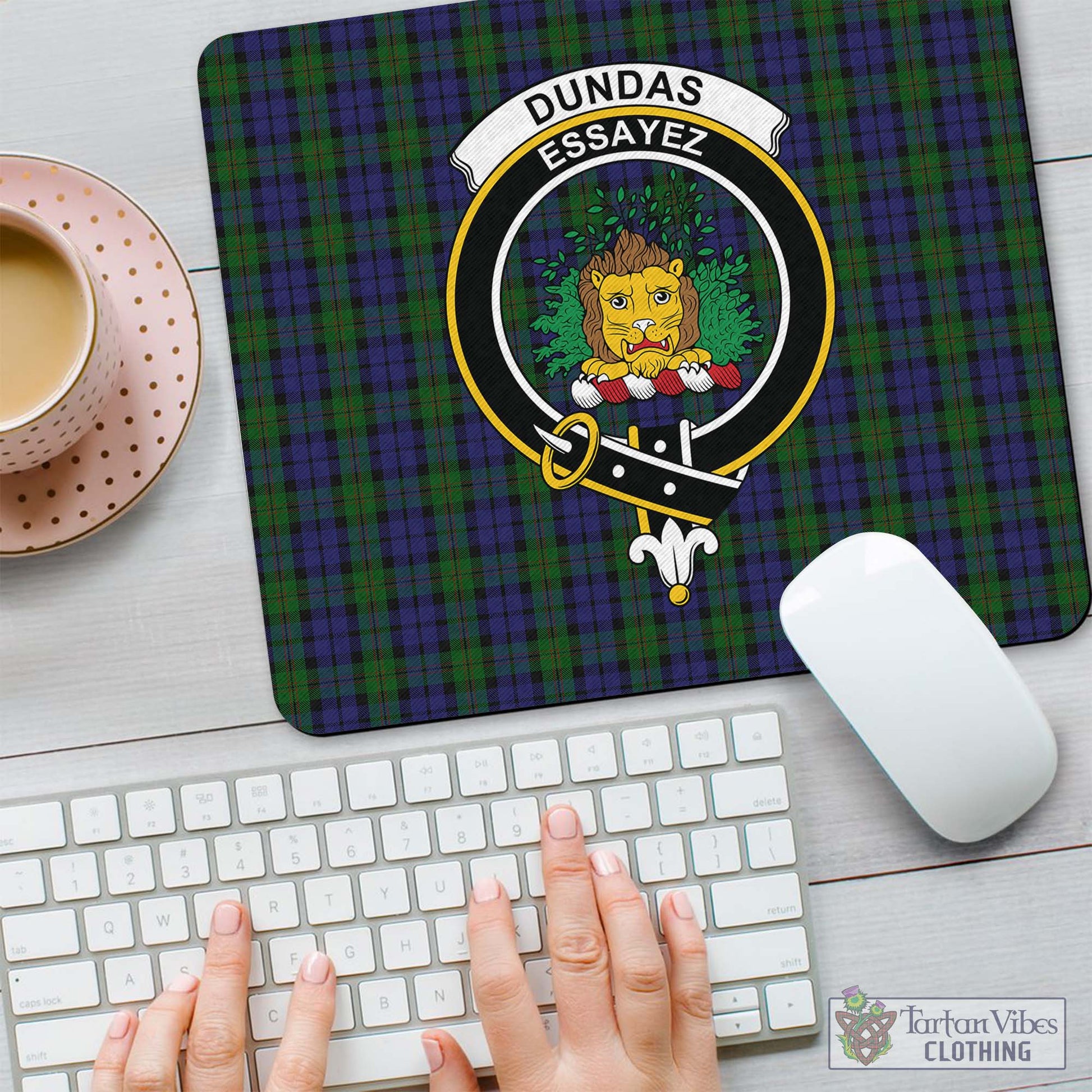 Tartan Vibes Clothing Dundas Tartan Mouse Pad with Family Crest