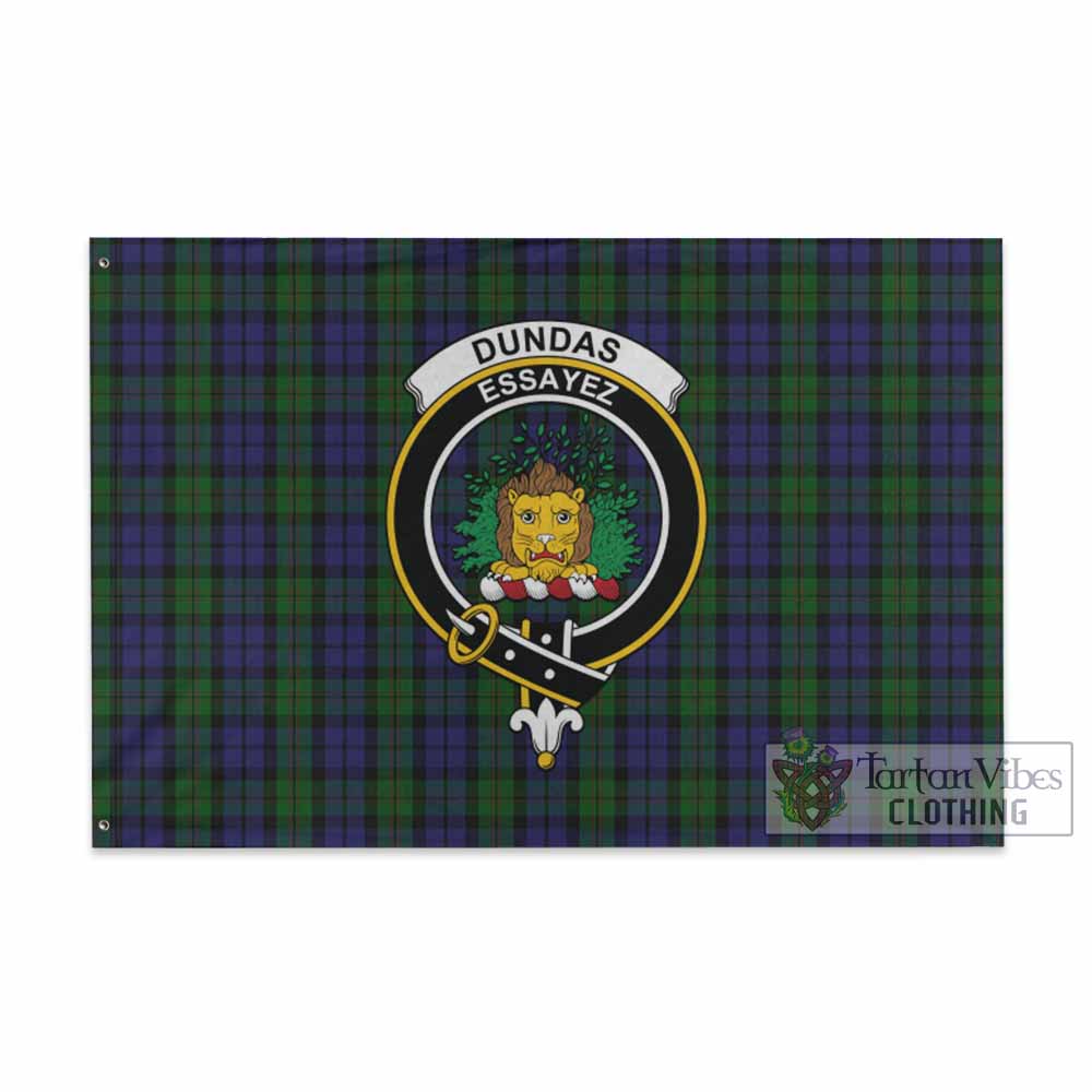 Tartan Vibes Clothing Dundas Tartan House Flag with Family Crest