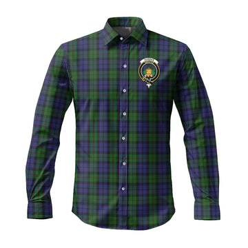 Dundas Tartan Long Sleeve Button Up Shirt with Family Crest
