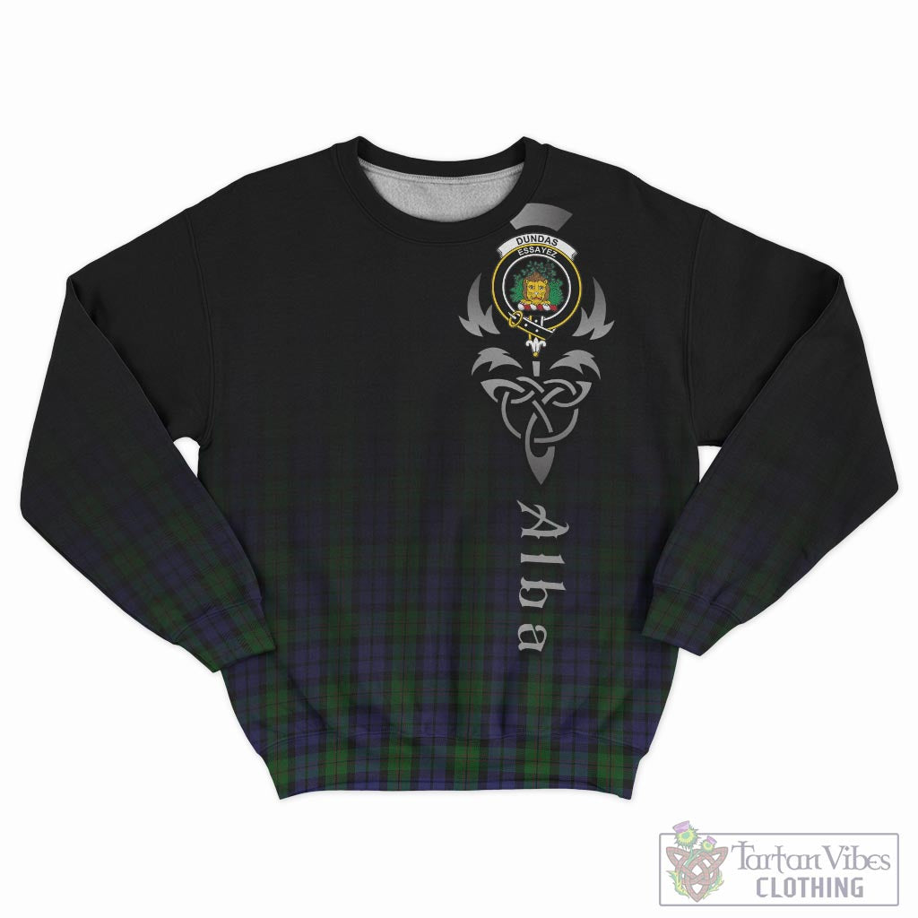 Tartan Vibes Clothing Dundas Tartan Sweatshirt Featuring Alba Gu Brath Family Crest Celtic Inspired