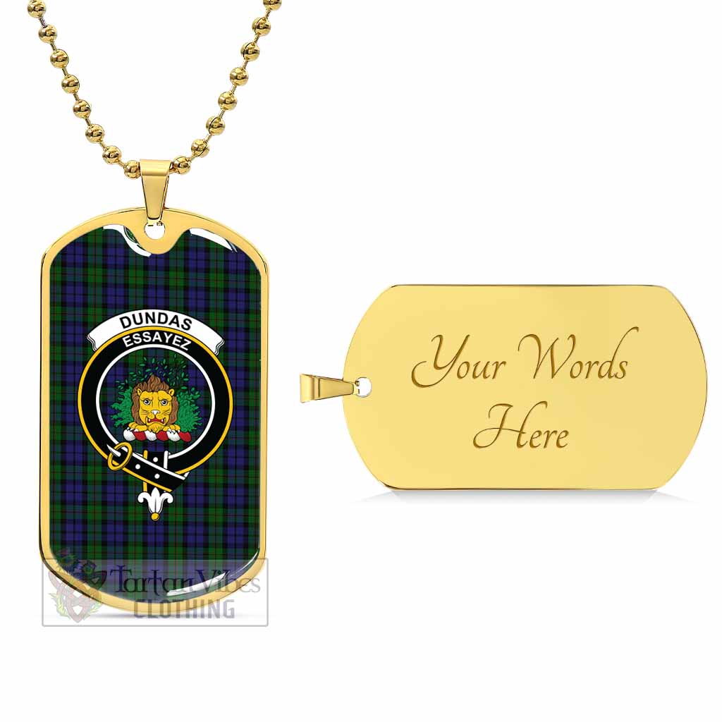 Dundas Tartan Dog Tag Necklace with Family Crest Gold Yes - Tartan Vibes Clothing