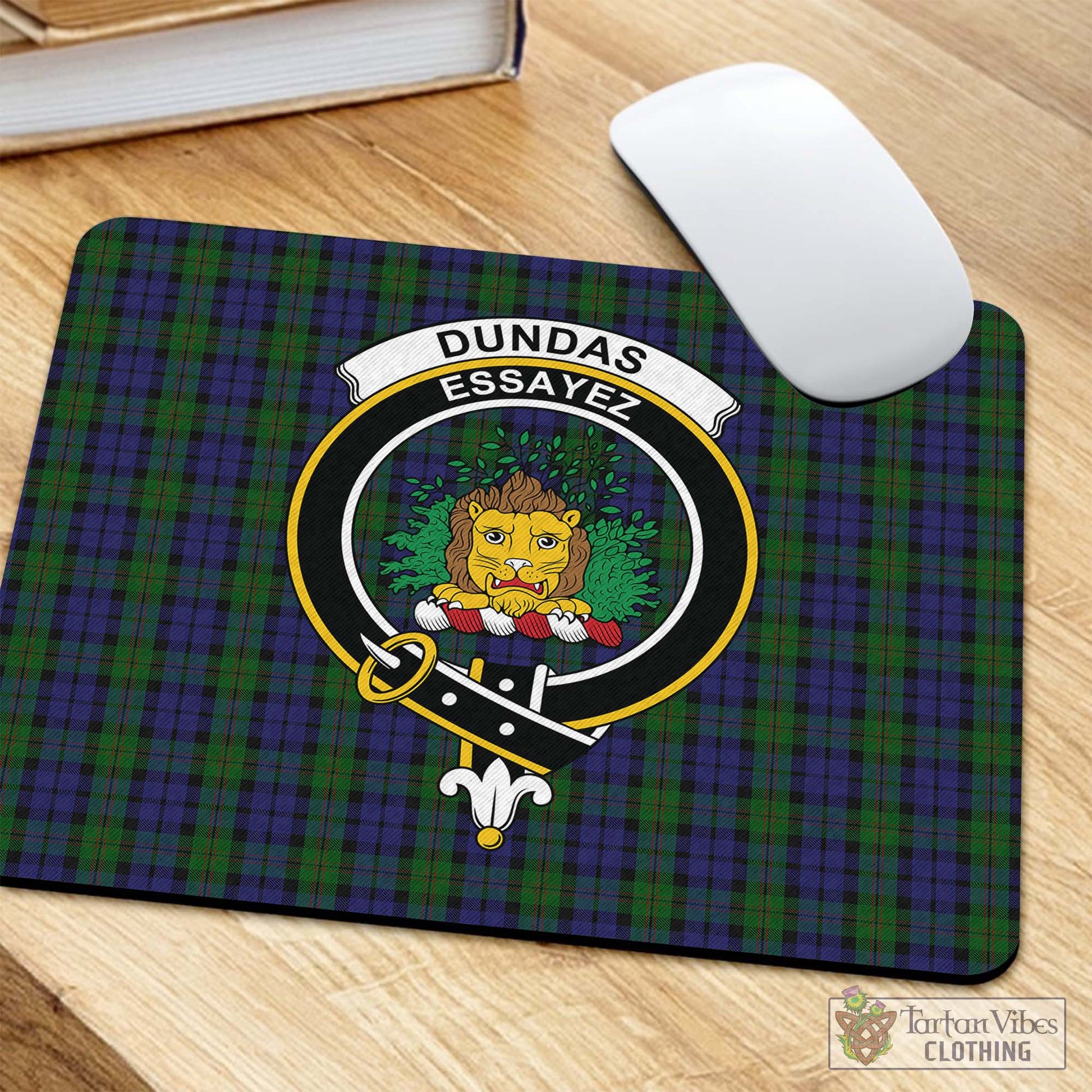 Tartan Vibes Clothing Dundas Tartan Mouse Pad with Family Crest