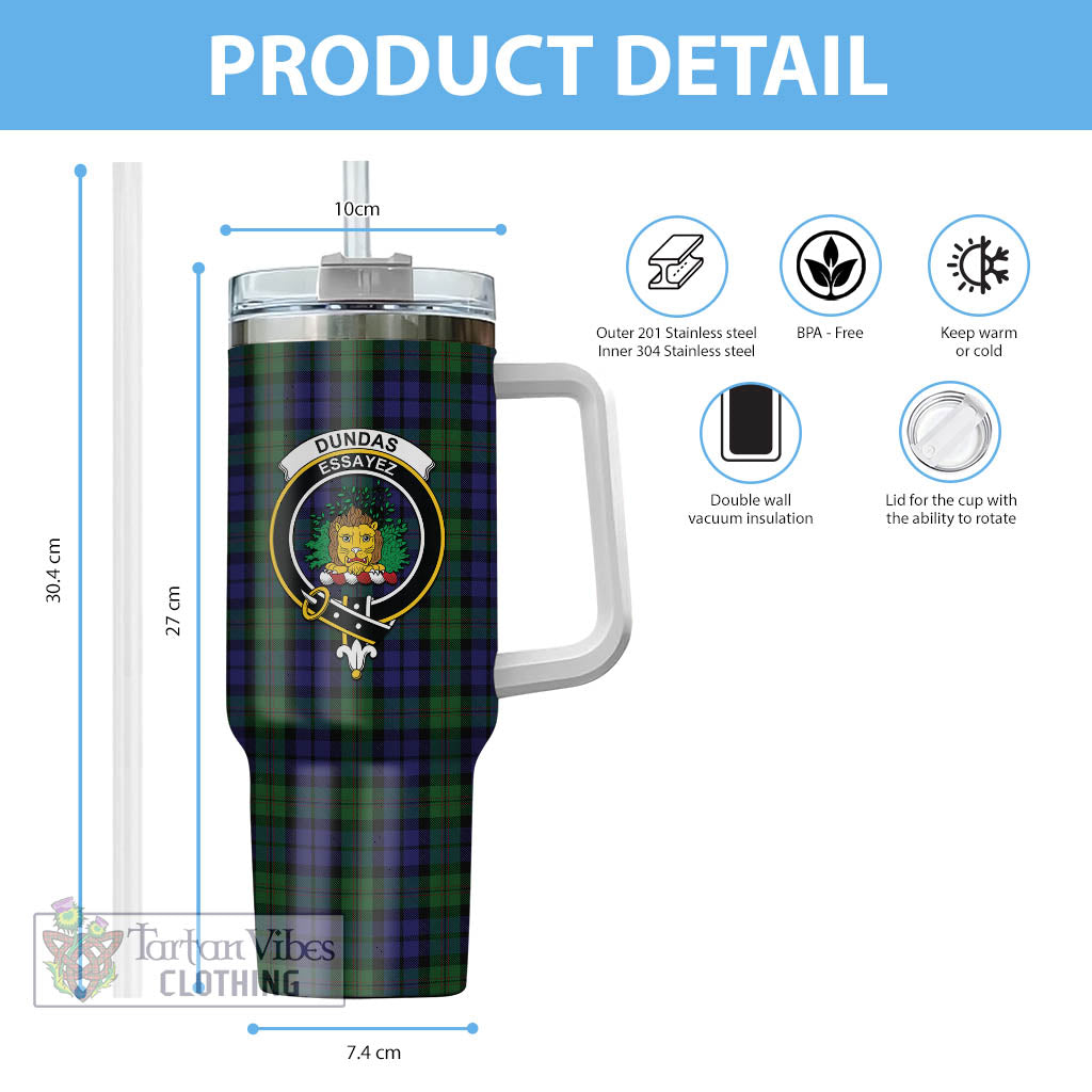 Tartan Vibes Clothing Dundas Tartan and Family Crest Tumbler with Handle