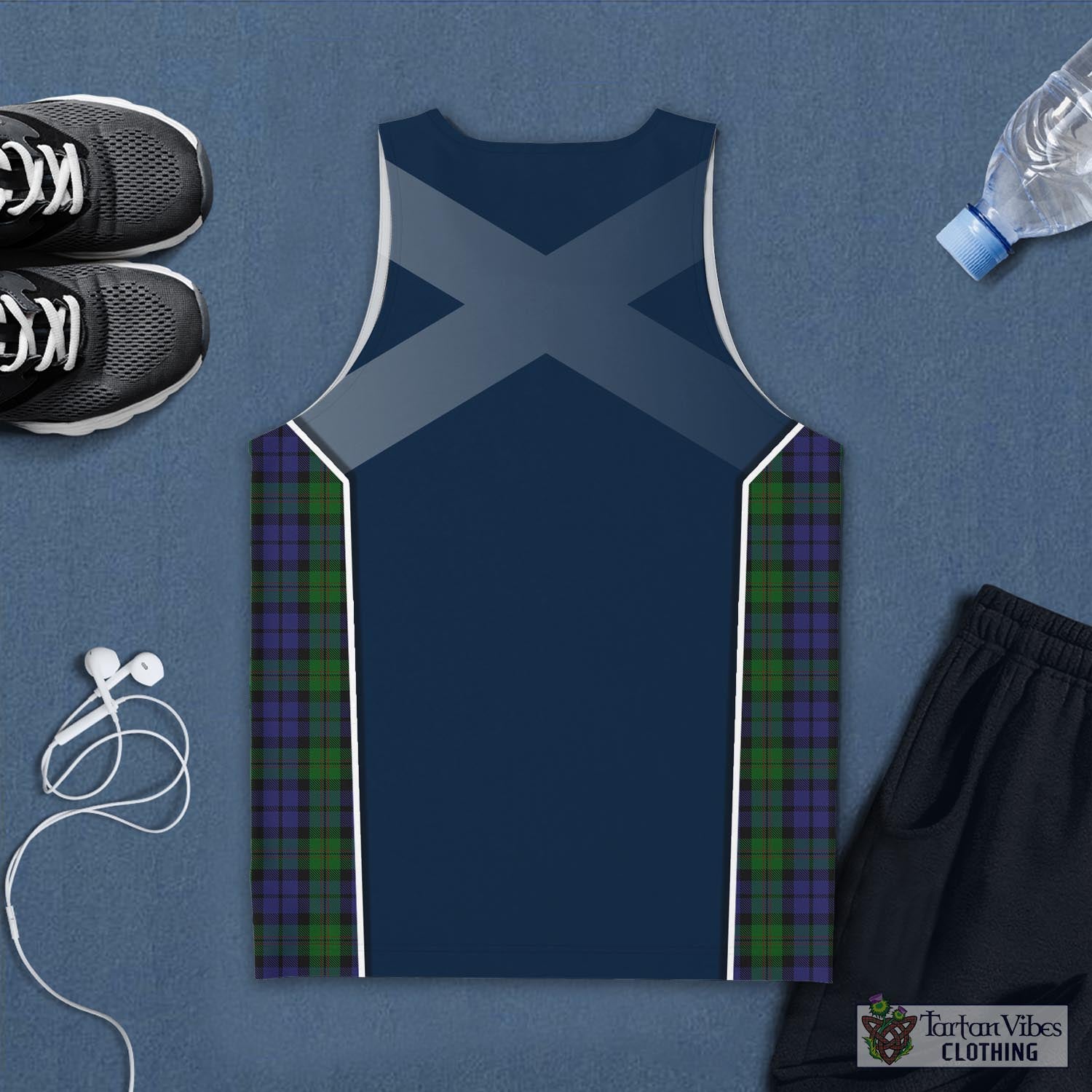 Tartan Vibes Clothing Dundas Tartan Men's Tanks Top with Family Crest and Scottish Thistle Vibes Sport Style