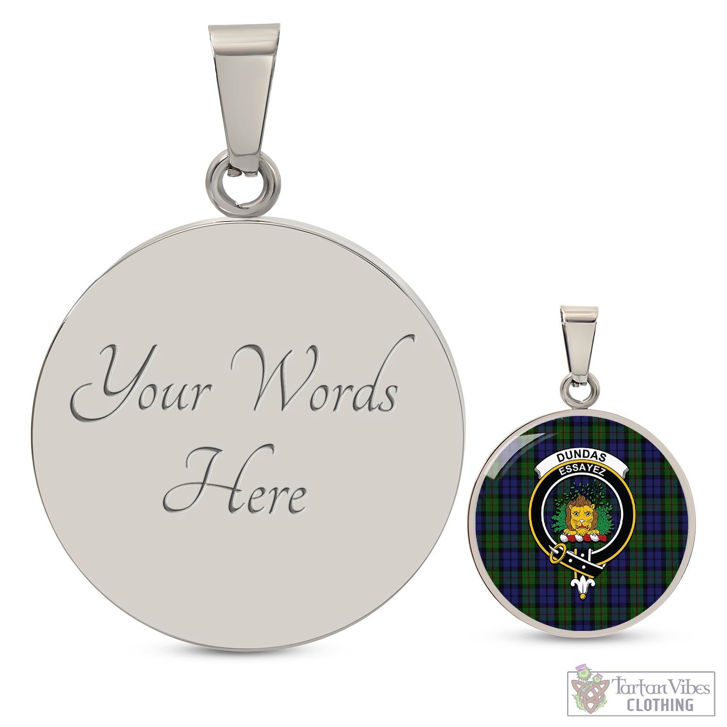 Tartan Vibes Clothing Dundas Tartan Circle Necklace with Family Crest