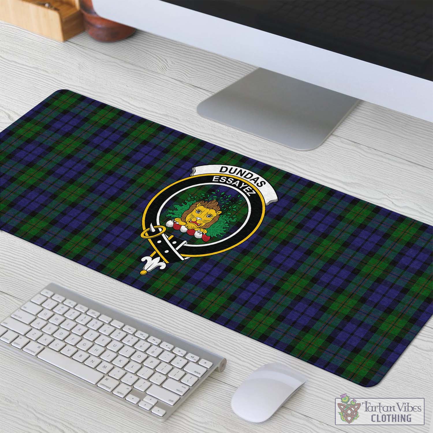 Tartan Vibes Clothing Dundas Tartan Mouse Pad with Family Crest