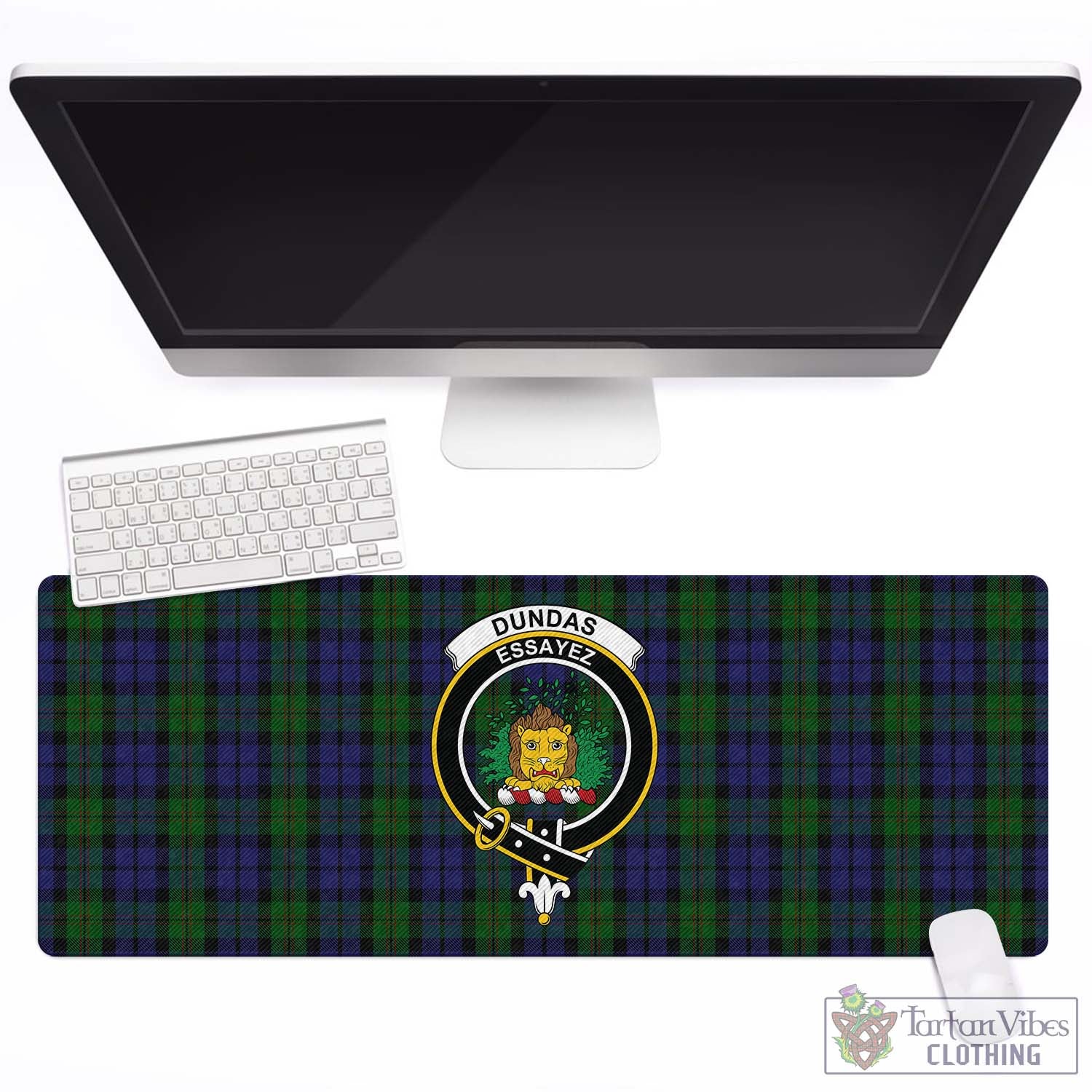 Tartan Vibes Clothing Dundas Tartan Mouse Pad with Family Crest