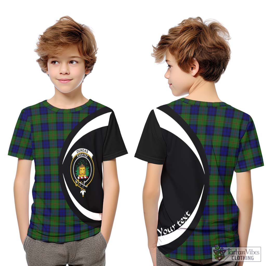 Tartan Vibes Clothing Dundas Modern Tartan Kid T-Shirt with Family Crest Circle Style