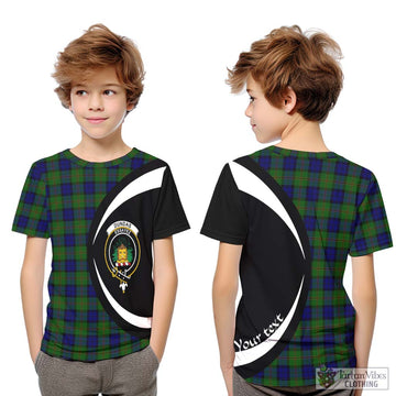 Dundas Modern Tartan Kid T-Shirt with Family Crest Circle Style