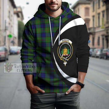 Dundas Modern Tartan Hoodie with Family Crest Circle Style