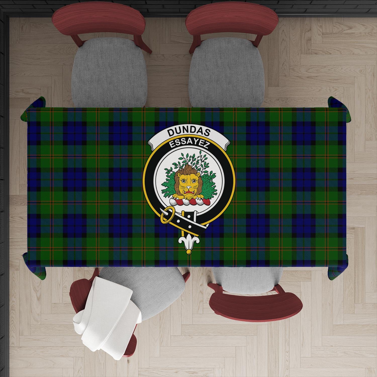 dundas-modern-tatan-tablecloth-with-family-crest