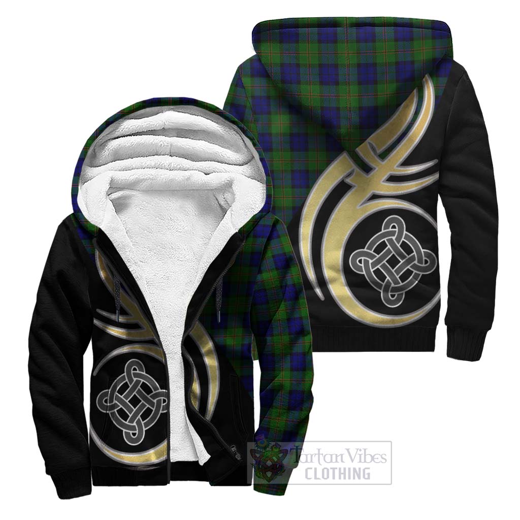 Tartan Vibes Clothing Dundas Modern Tartan Sherpa Hoodie with Family Crest and Celtic Symbol Style