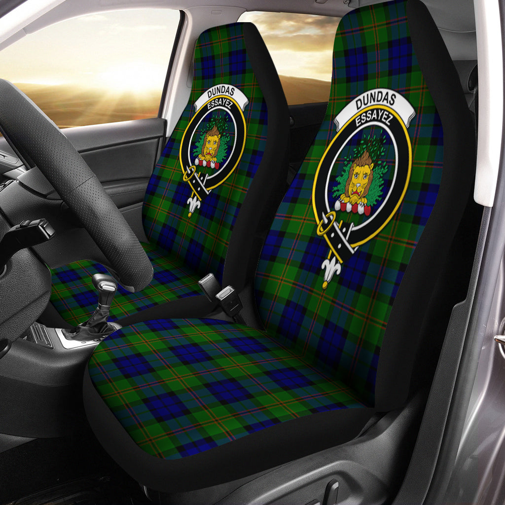 Dundas Modern Tartan Car Seat Cover with Family Crest One Size - Tartanvibesclothing