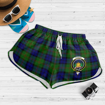 Dundas Modern Tartan Womens Shorts with Family Crest