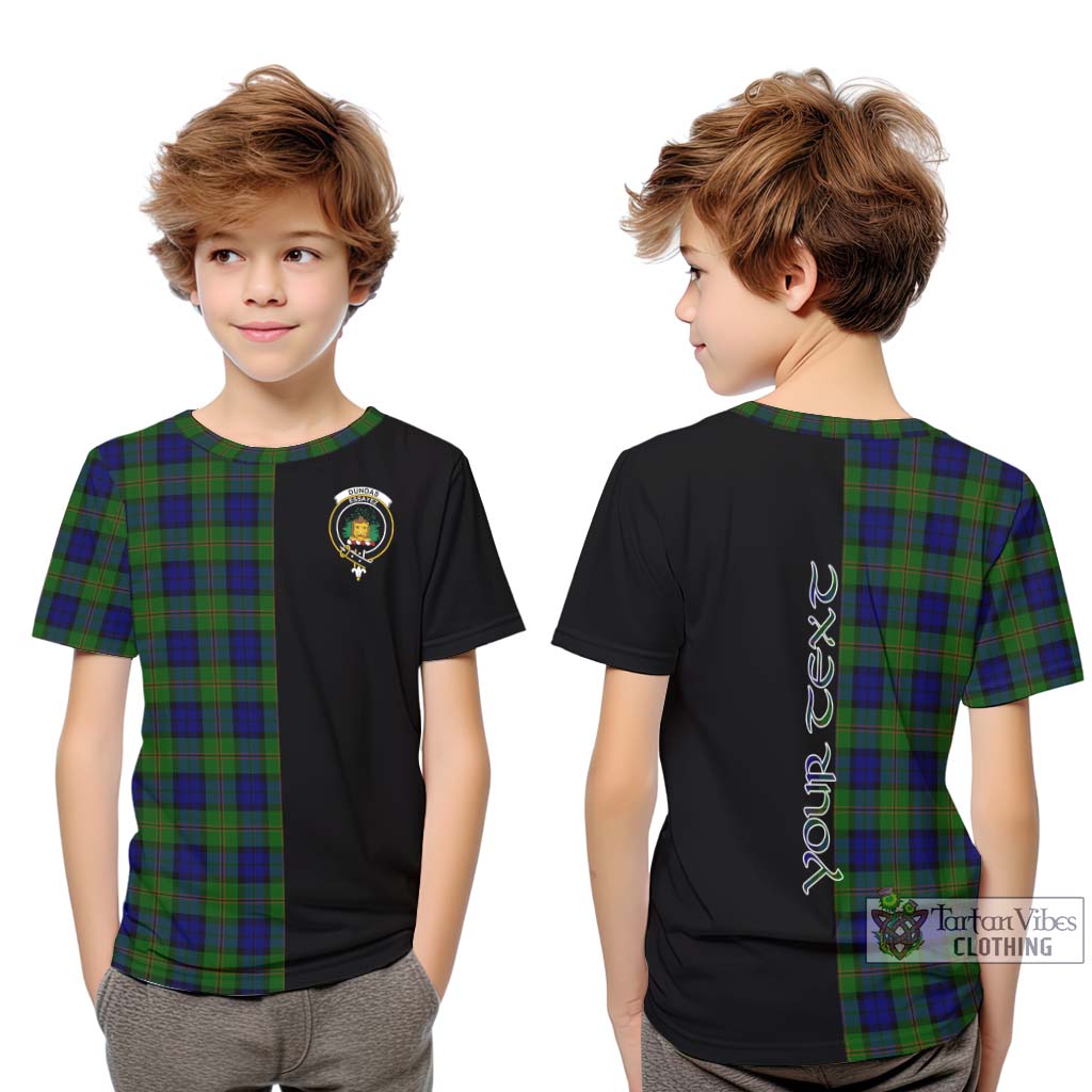 Tartan Vibes Clothing Dundas Modern Tartan Kid T-Shirt with Family Crest and Half Of Me Style