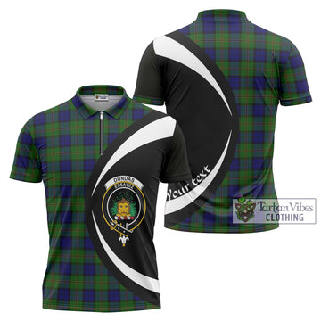 Dundas Modern Tartan Zipper Polo Shirt with Family Crest Circle Style