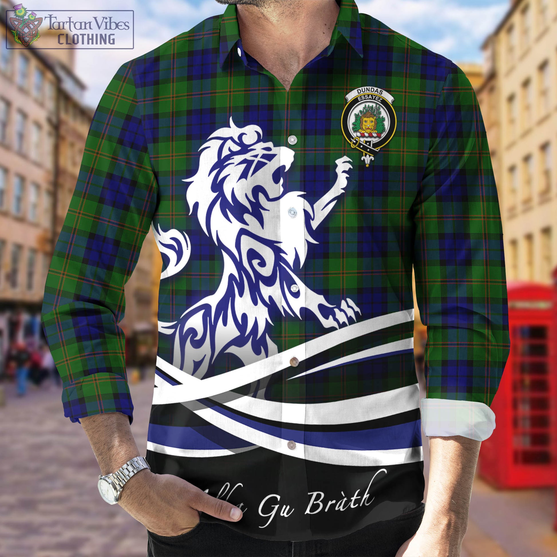 dundas-modern-tartan-long-sleeve-button-up-shirt-with-alba-gu-brath-regal-lion-emblem