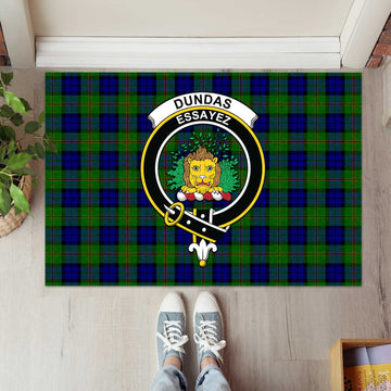 Dundas Modern Tartan Door Mat with Family Crest