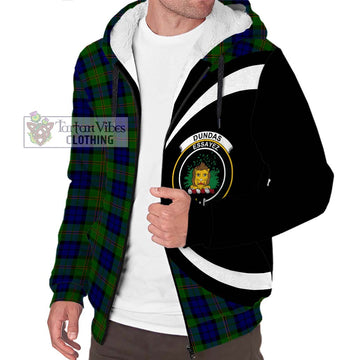 Dundas Modern Tartan Sherpa Hoodie with Family Crest Circle Style