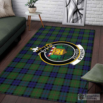 Dundas Modern Tartan Area Rug with Family Crest