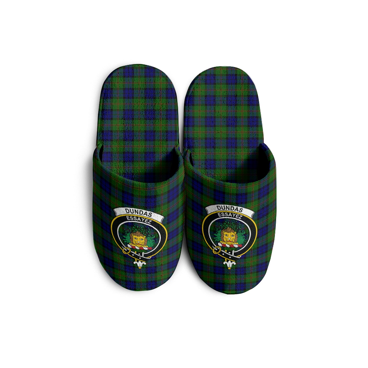 Dundas Modern Tartan Home Slippers with Family Crest - Tartanvibesclothing