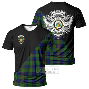 Dundas Modern Tartan T-Shirt with Family Crest and Military Logo Style