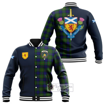 Dundas Modern Tartan Baseball Jacket with Scottish Lion Royal Arm Half Style