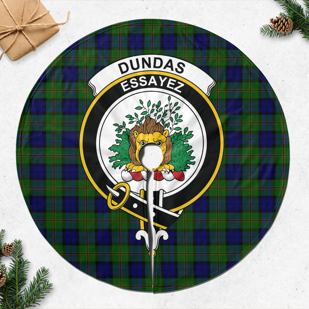 Dundas Modern Tartan Christmas Tree Skirt with Family Crest - Tartanvibesclothing