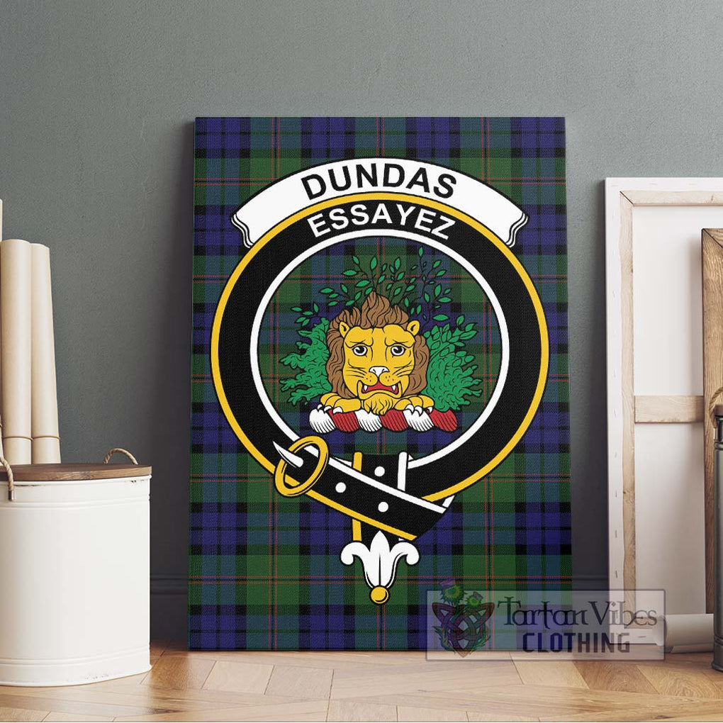 Dundas Modern Tartan Canvas Print Wall Art with Family Crest Without Frame - Tartan Vibes Clothing