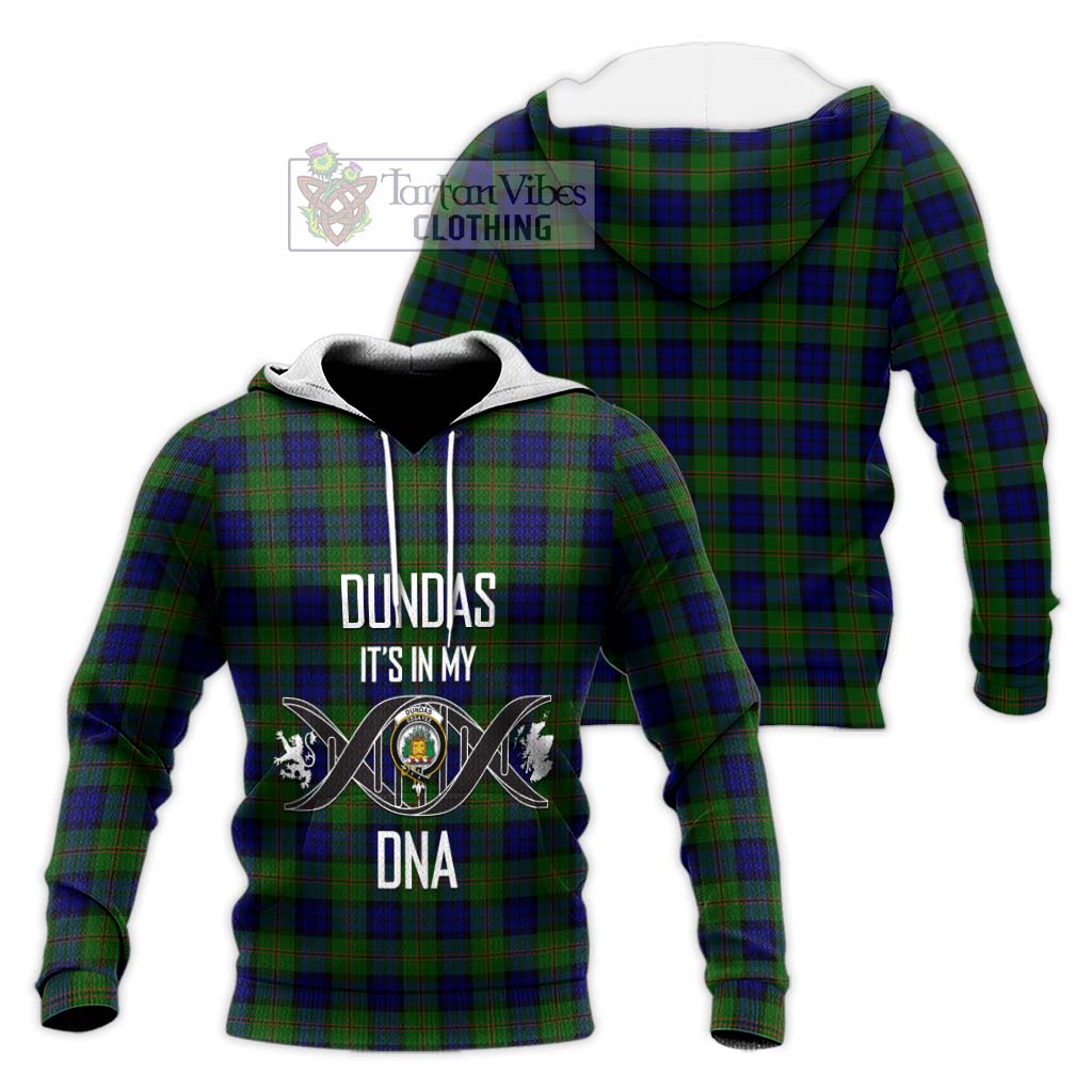 Tartan Vibes Clothing Dundas Modern Tartan Knitted Hoodie with Family Crest DNA In Me Style