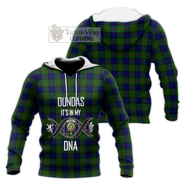 Dundas Modern Tartan Knitted Hoodie with Family Crest DNA In Me Style