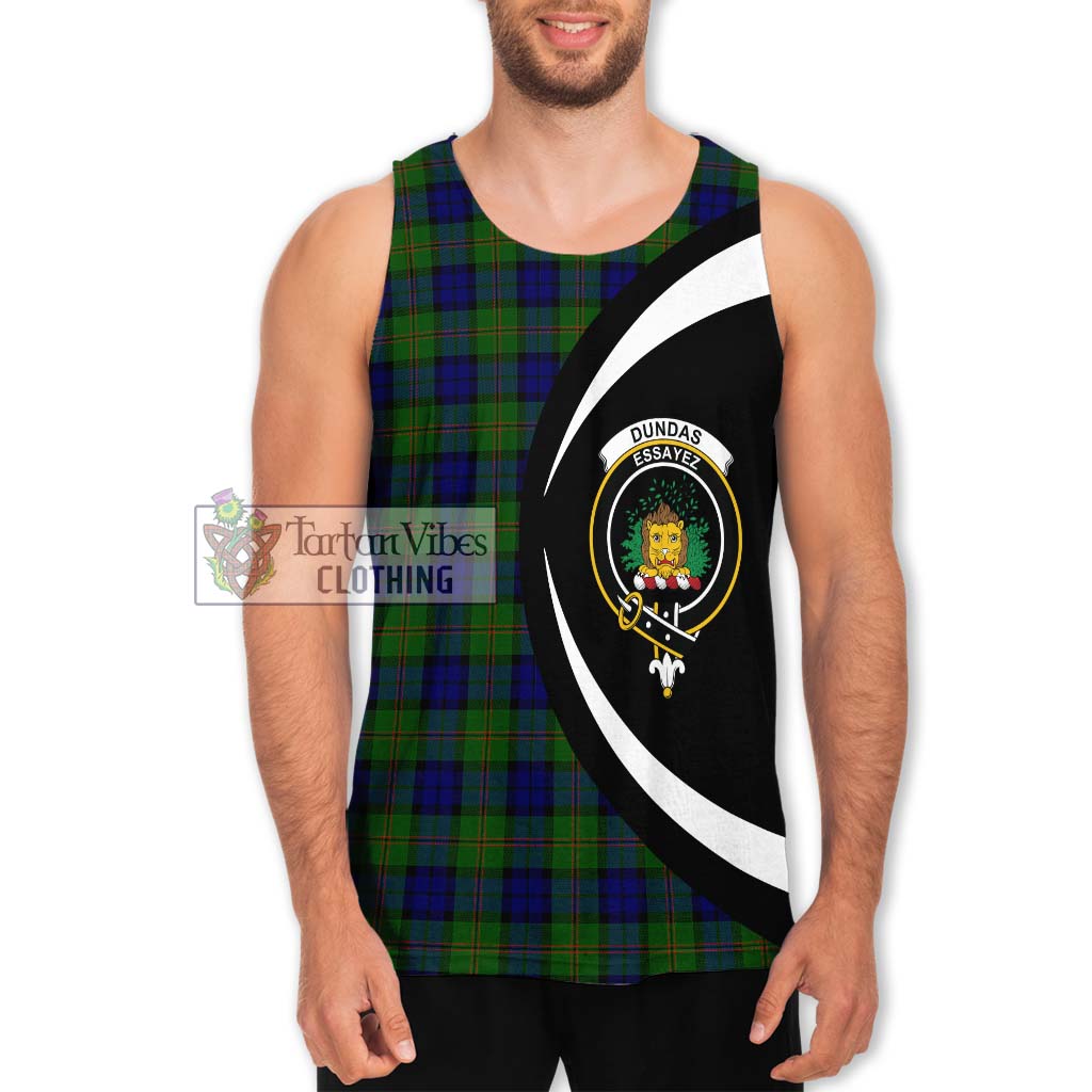 Tartan Vibes Clothing Dundas Modern Tartan Men's Tank Top with Family Crest Circle Style