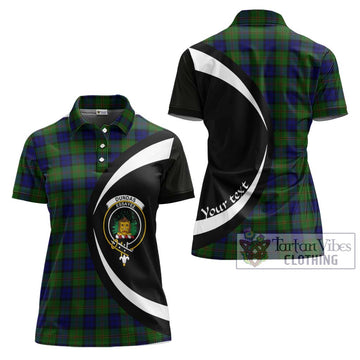 Dundas Modern Tartan Women's Polo Shirt with Family Crest Circle Style