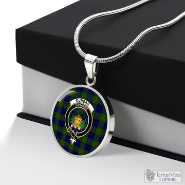 Dundas Modern Tartan Circle Necklace with Family Crest