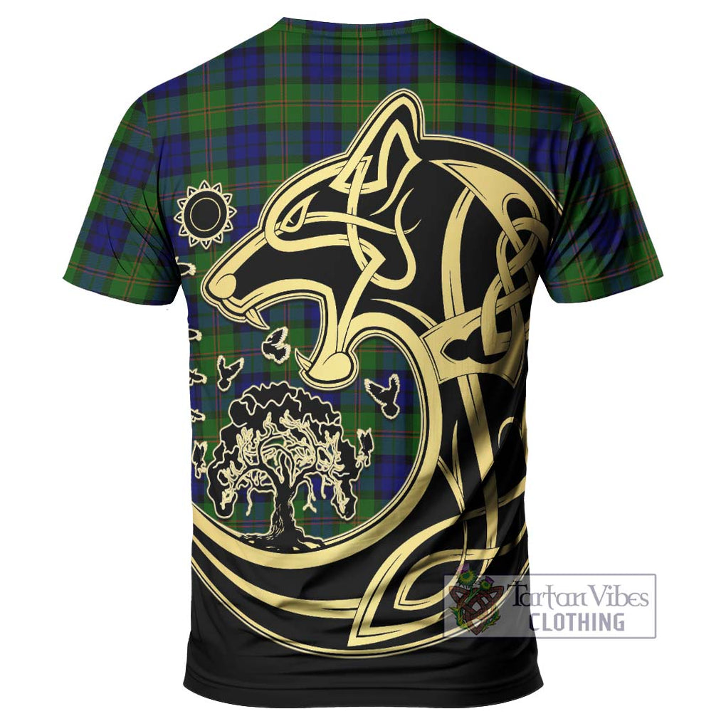 Dundas Modern Tartan T-Shirt with Family Crest Celtic Wolf Style - Tartan Vibes Clothing