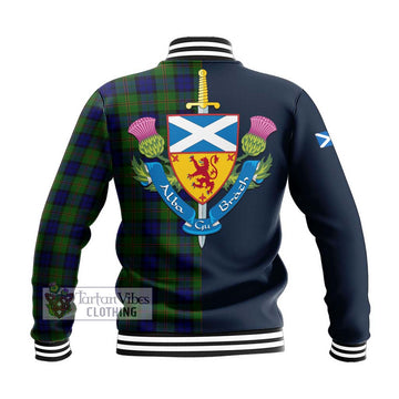 Dundas Modern Tartan Baseball Jacket with Scottish Lion Royal Arm Half Style