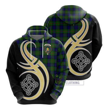Dundas Modern Tartan Hoodie with Family Crest and Celtic Symbol Style