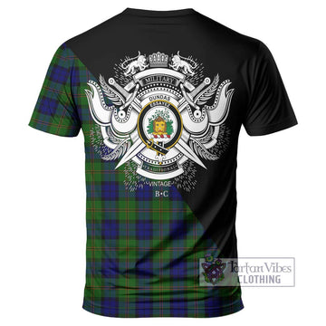 Dundas Modern Tartan T-Shirt with Family Crest and Military Logo Style