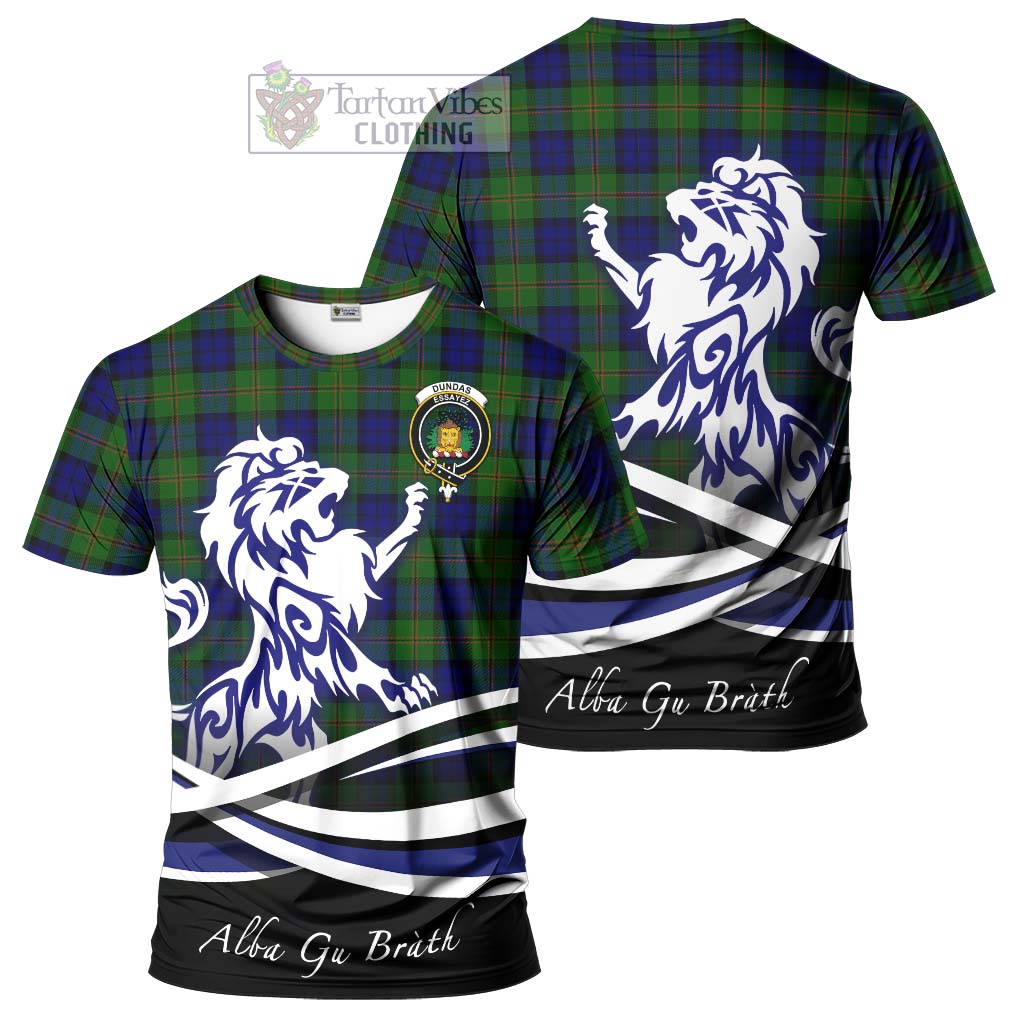 Tartan Vibes Clothing Dundas Modern Tartan Cotton T-shirt with Alba Gu Brath Regal Lion Emblem